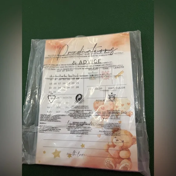 Baby Shower Game Cards with Teddy Bear Design (Set of 30) Front & Back 60 Total - Picture 3 of 6